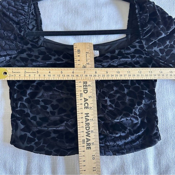 Audrey Parks Velvet Burnout Ruched Blouse Womens S Black Animal Print Whimsigoth - Picture 3 of 8